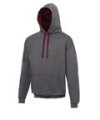 Heren Hoodie AWDis varsity JH003 Charcoal-Burgundy