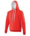 Heren Hoodie AWDis varsity JH003 Fire Red-Arctic White