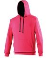 Heren Hoodie AWDis varsity JH003 Hot Pink-French Navy