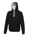 Heren Hoodie AWDis varsity JH003 Jet Black-Arctic White