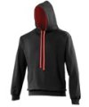 Heren Hoodie AWDis varsity JH003 Jet Black-Fire Red