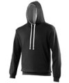 Heren Hoodie AWDis varsity JH003 Jet Black-Heather Grey