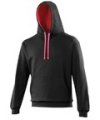 Heren Hoodie AWDis varsity JH003 Jet Black-Hot Pink