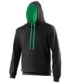 Heren Hoodie AWDis varsity JH003 jet-black-kelly-green