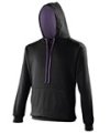 Heren Hoodie AWDis varsity JH003 Jet Black-Purple