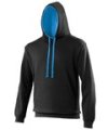 Heren Hoodie AWDis varsity JH003 Jet Black-apphire Blue