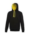 Heren Hoodie AWDis varsity JH003 Jet Black-Sun Yellow