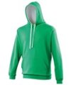 Heren Hoodie AWDis varsity JH003 Kelly Green-Arctic White