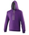 Heren Hoodie AWDis varsity JH003 Purple-Heather Grey