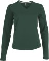 Dames T-shirts lange mouw V Hals Kariban K382 Forest Green