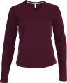 Dames T-shirts lange mouw V Hals Kariban K382 Wine