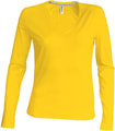 Dames T-shirts lange mouw V Hals Kariban K382 Geel