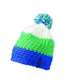 Muts Crocheted with Pompon MB7940 Aqua/lime-green/white
