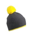 Muts with Contrast Stripe and Pompon MB7964 carbon/yellow