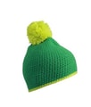 Muts with Contrast Stripe and Pompon MB7964 green/acid-yellow