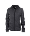 Dames Fleece Hoodie James & Nicholson JN588 dark melange-zwart