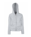 Dames Hooded Sweater full Zip Fruit of the loom heather grey