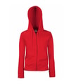 Dames Hooded Sweater full Zip Fruit of the loom rood