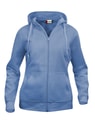 Dames Hoodie Basic Full Zip Clique 021035 licht blauw