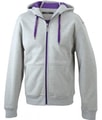Dames Hoodie voering fleece James & Nicholson JN354 heather grey-paars