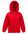 Kinder Hoodie full zip Fruit of the Loom 62-045-0 rood