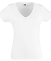 Dames T-shirts V hals Fruit of the loom 61-398-0 wit