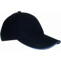 Caps, Canvas Cap 6 panel cap zwart-kobalt blauw