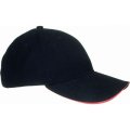 Caps, Canvas Cap 6 panel cap zwart-rood