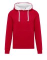Heren Hoodie Contrast SG SGO24M Rood-Snowwhite