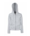 Dames Hooded Sweater full Zip Fruit of the loom heather grey