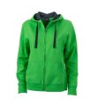 Dames Hoodie James & Nicholson JN594 groen-carbon