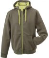 Hooded sweater binnenzijde fleece JN355 olijf-lime