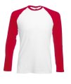 Baseball T-shirts lange mouw Fruit of the Loom 61-028-0 wit-rood