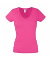 Dames T-shirts V hals Fruit of the loom 61-398-0 fuchsia